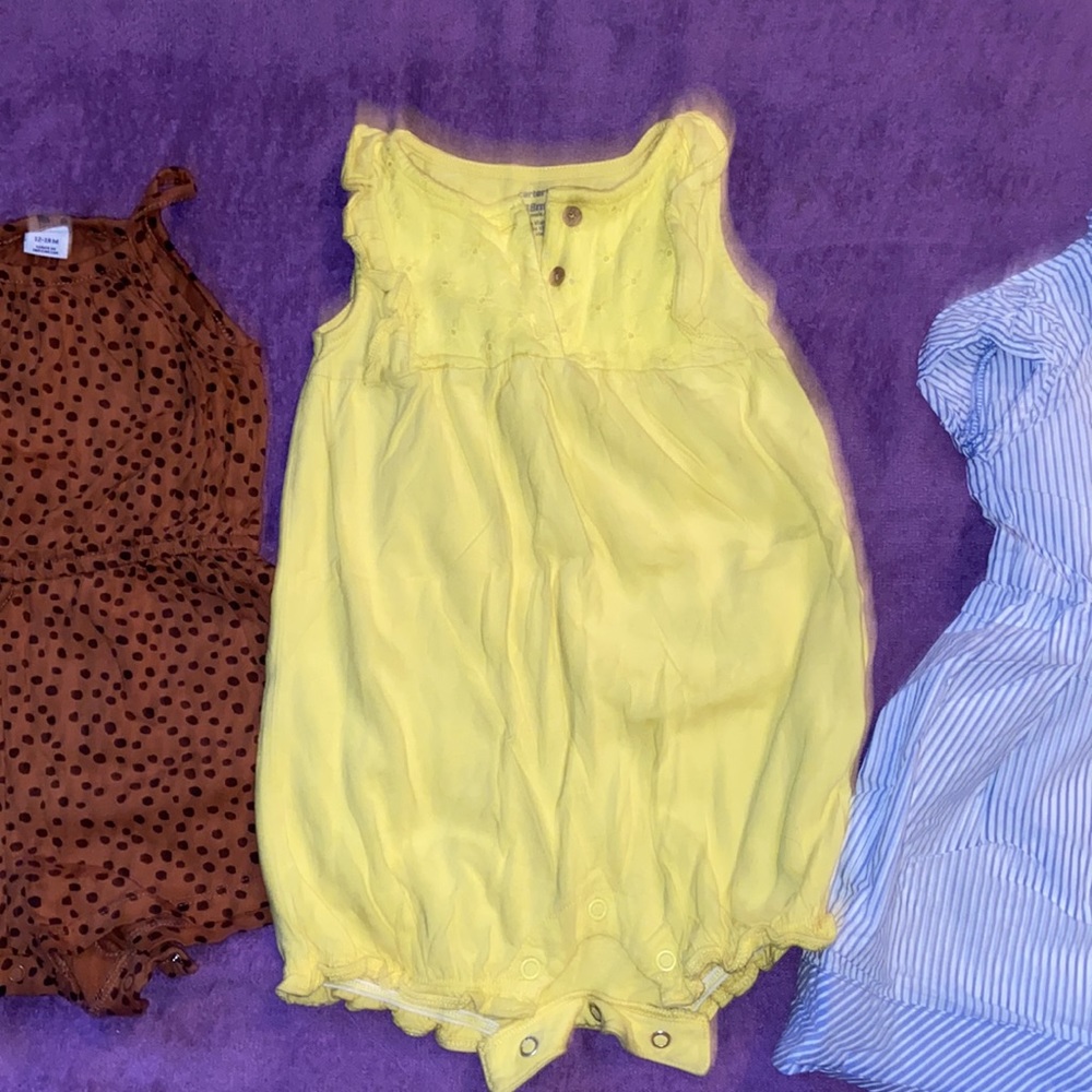 3 BABY GIRL ROMPERS 1 BABY GIRL DRESS - Picture 4 of 5